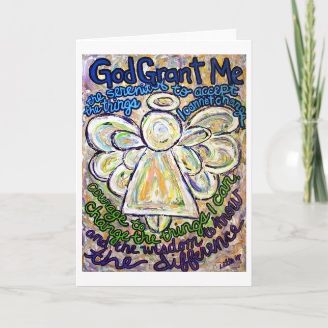 Prière Serenity Angel Art Grey ou Cartes de Notes (Devant)