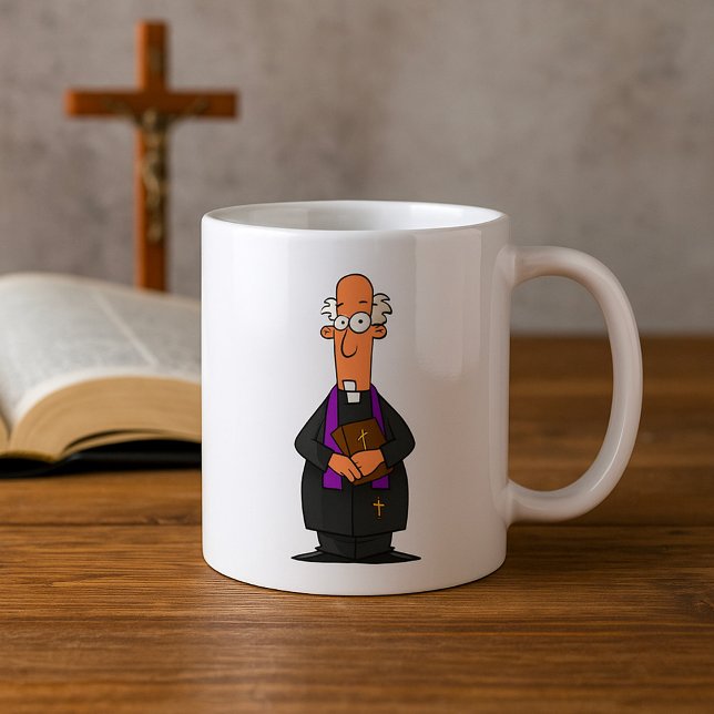 Priest Holding Bibel IFunny Clergy Charakter Kaffeetasse (Von Creator hochgeladen)