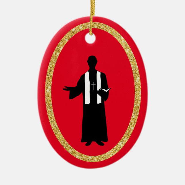 Priest Holding Bibel Silhouette Weihnachtsschmuck (Vorne)