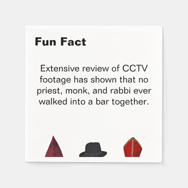 Priest Monk Rabbi Hats Fun Fact Cocktail Serviette (Vorderseite)