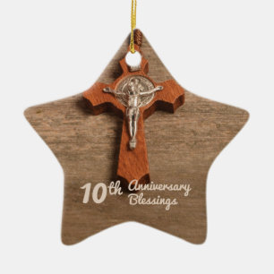 Priester 10. Ordination Jubiläum Rose und Rosary Keramik Ornament