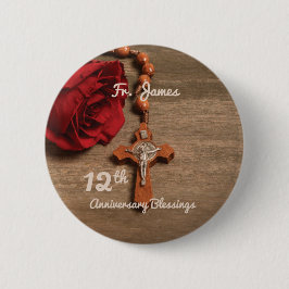 Priester 12. Ordination Jubiläum Rose und Rosary Button