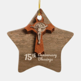Priester 15. Ordination Jubiläum Rose und Rosary Keramik Ornament