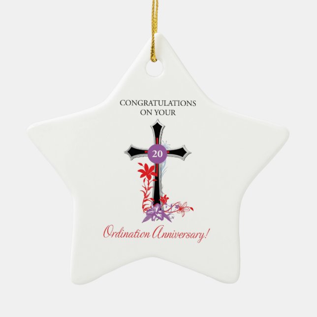 Priester 20. Ordination Jubiläum Schwarzes Kreuz Keramik Ornament (Vorne)