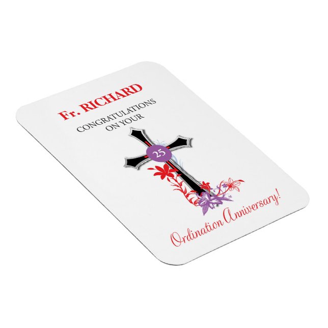 Priester 25. Ordination Jahrestag Schwarzes Kreuz Magnet (Rechte Seite)