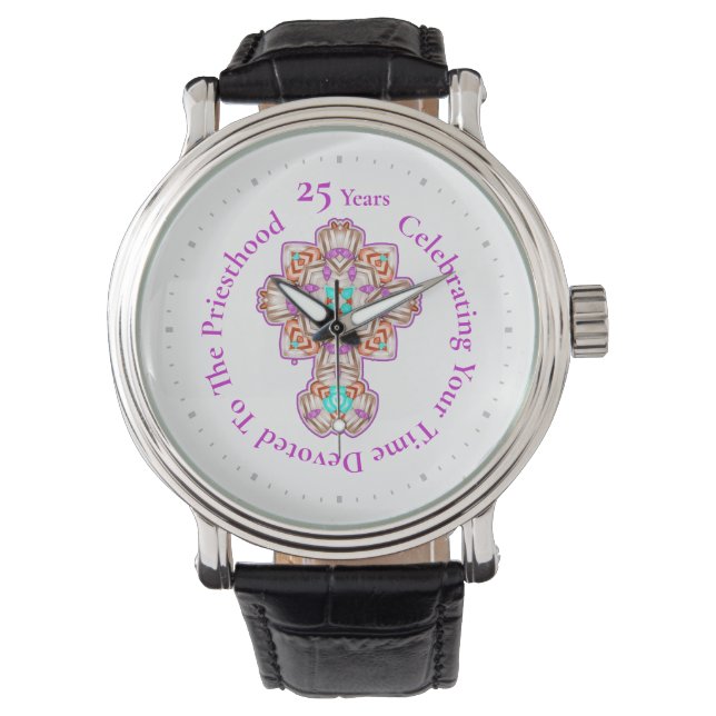 Priester 25. Ordination Jubiläum Geschenk Armbanduhr (Vorderseite)