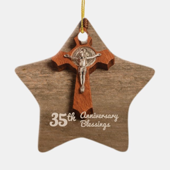 Priester 35. Ordination Jubiläum Rose und Rosary Keramik Ornament (Vorne)
