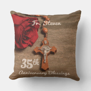 Priester 35. Ordination Jubiläum Rose und Rosary Kissen