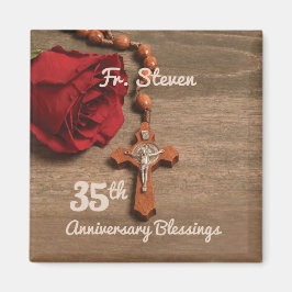 Priester 35. Ordination Jubiläum Rose und Rosary Magnet