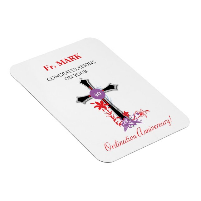 Priester 40. Ordination Jahrestag Schwarzes Kreuz Magnet (Rechte Seite)