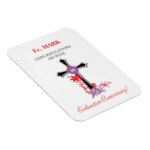 Priester 40. Ordination Jubiläum Schwarzes Kreuz Magnet