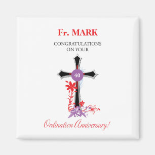 Priester 40. Ordination Jubiläum Schwarzes Kreuz Magnet