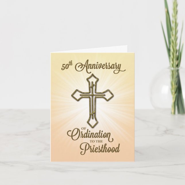 Priester 50 Jubiläum der Ordination Gold Cross Karte (Vorderseite)