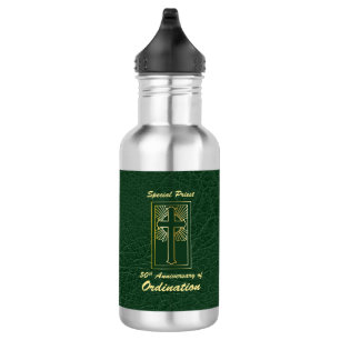 Priester 50 Jubiläum der Ordination Leder Look Edelstahlflasche