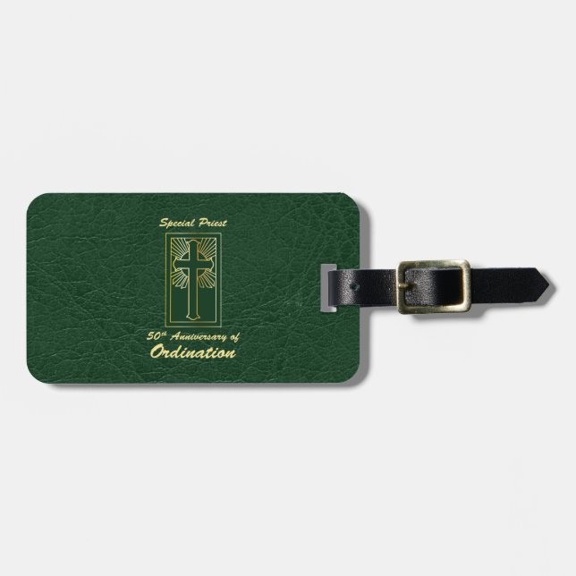 Priester 50 Jubiläum der Ordination Leder Look Gepäckanhänger (Vorderseite horizontal)