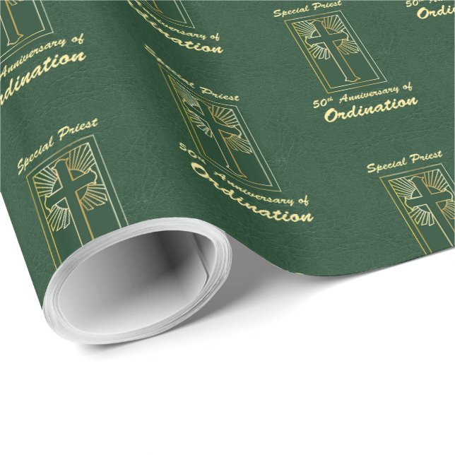 Priester 50 Jubiläum der Ordination Leder Look Geschenkpapier (Rolleneckpunkt)