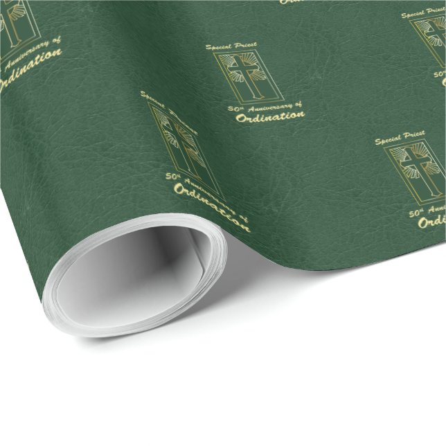 Priester 50 Jubiläum der Ordination Leder Look Geschenkpapier (Rolleneckpunkt)
