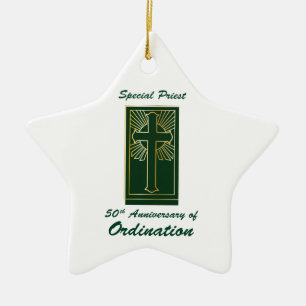 Priester 50 Jubiläum der Ordination Leder Look Keramik Ornament