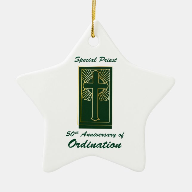 Priester 50 Jubiläum der Ordination Leder Look Keramik Ornament (Vorne)