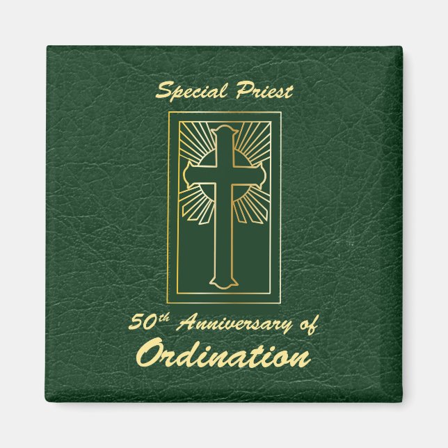 Priester 50 Jubiläum der Ordination Leder Look Magnet (Vorne)