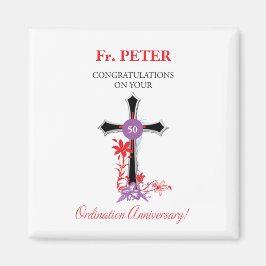 Priester 50. Ordination Jubiläum Black Cross Magnet