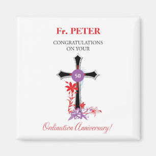 Priester 50. Ordination Jubiläum Black Cross Magnet
