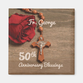 Priester 50. Ordination Jubiläum Rose und Rosary Magnet