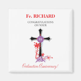 Priester 55. Ordination Jubiläum Schwarzes Kreuz Magnet