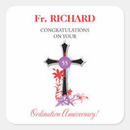 Priester 55. Ordination Jubiläum Schwarzes Kreuz Quadratischer Aufkleber