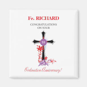 Priester 55. Weihejubiläum Schwarzes Kreuz Magnet