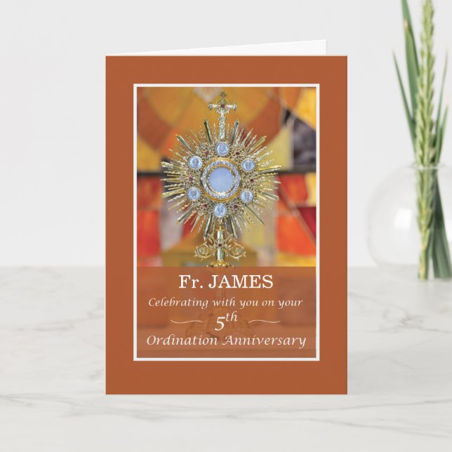Priester 5. Ordination Jubiläum Monstrance Host Karte (Vorderseite)