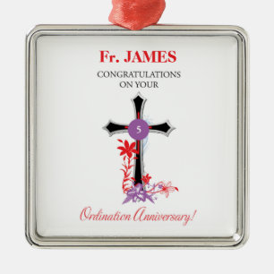 Priester 5. Ordination Jubiläum Schwarzes Kreuz Ornament Aus Metall