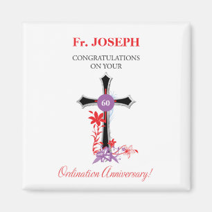 Priester 60. Ordination Jubiläum Schwarzes Kreuz Magnet