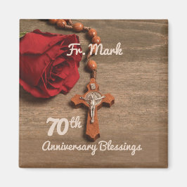 Priester 70. Ordination Jubiläum Rose und Rosary Magnet