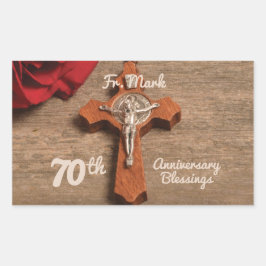Priester 70. Ordination Jubiläum Rose und Rosary Rechteckiger Aufkleber