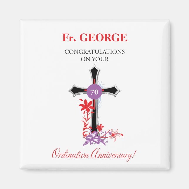 Priester 70. Ordination Jubiläum Schwarzes Kreuz Magnet (Vorne)