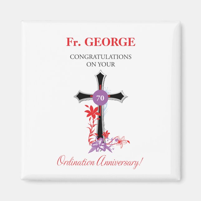 Priester 70. Ordination Jubiläum Schwarzes Kreuz Magnet (Vorne)