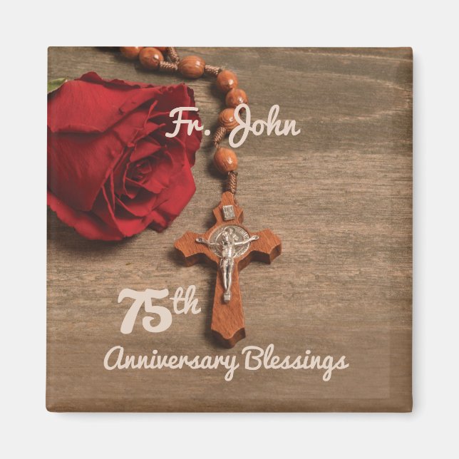 Priester 75. Ordination Jubiläum Rose und Rosary Magnet (Vorne)
