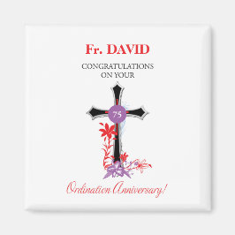 Priester 75. Ordination Jubiläum Schwarzes Kreuz Magnet