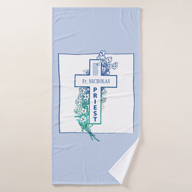 Priester Cross Blume Personalisiert Badehandtuch (Badehandtuch)
