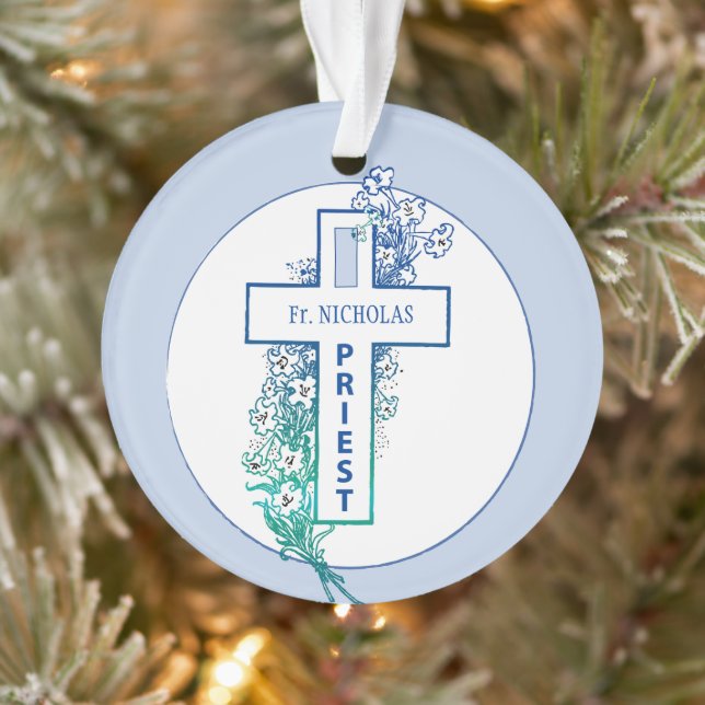 Priester Cross Blume Personalisiert Ornament (Baum)