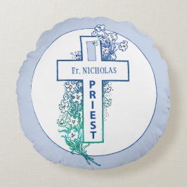 Priester Cross Blume Personalisiert Rundes Kissen