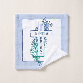 Priester Cross Blume Personalisiert Waschlappen