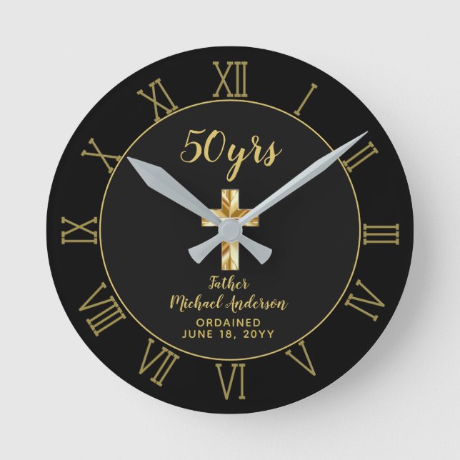 Priester des 50. Jubiläums Runde Wanduhr (Vorderseite)