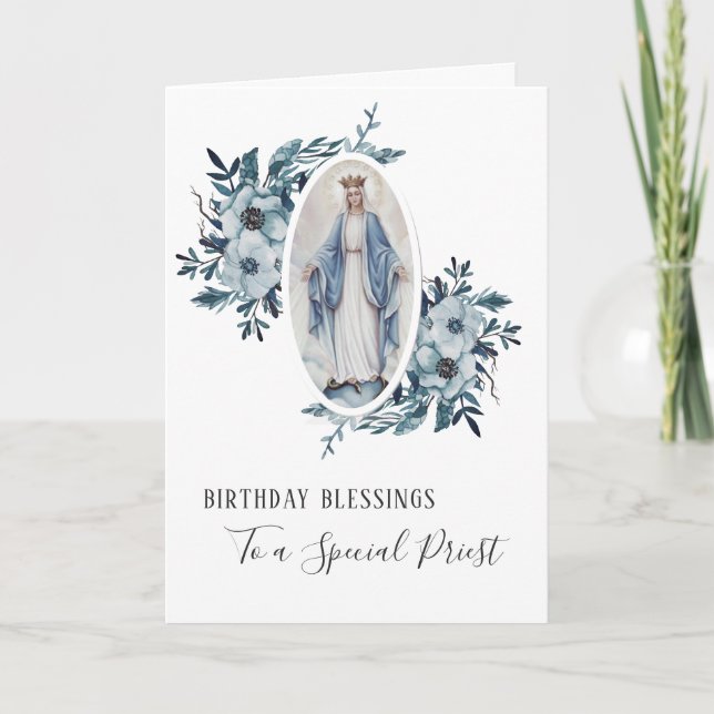 Priester Geburtstag | Selige Jungfrau Mary Karte (Vorderseite)