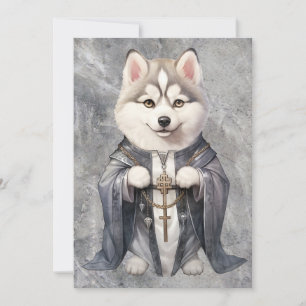 Priester King Siberian Husky Dog Feiertagskarte