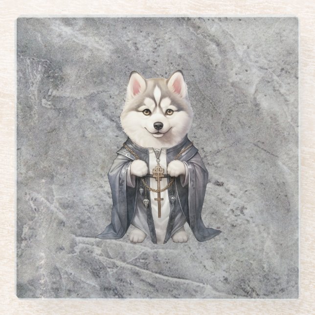 Priester King Siberian Husky Dog Glasuntersetzer (Vorderseite)