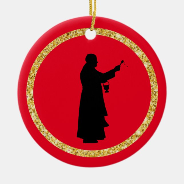 Priester mit Heiligem Wasser Keramik Ornament (Vorne)