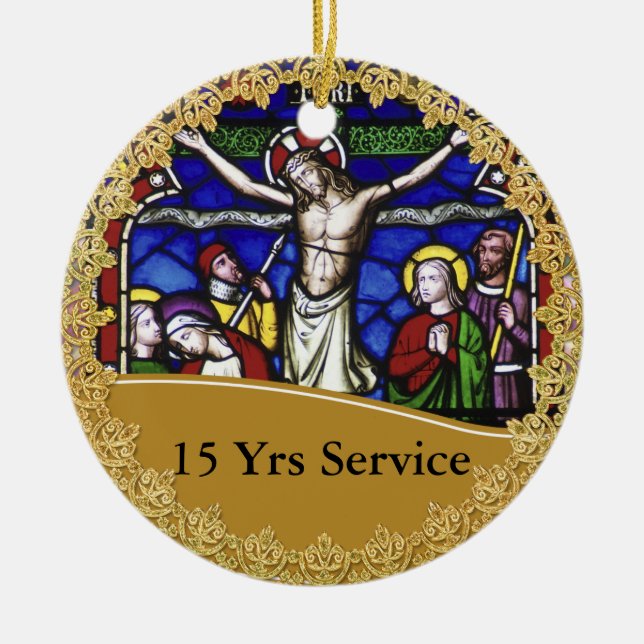 Priester Ordination 15-jähriges Festglas Keramikornament (Vorne)