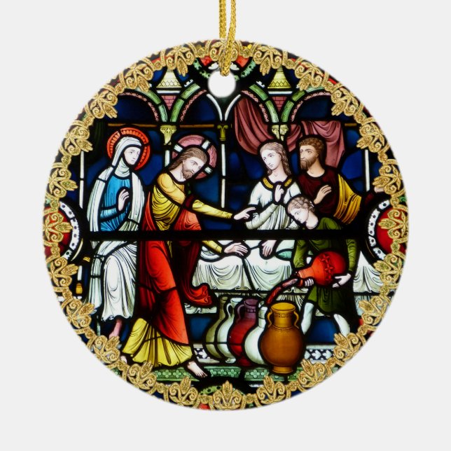 Priester Ordination Jubiläum festgehaltenes Glas C Keramikornament (Vorne)